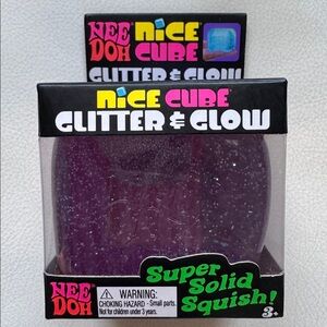 Nee Doh Nice Cube Glitter & Glow, Purple Squishy, Easter Fidget Toy TikTok Viral